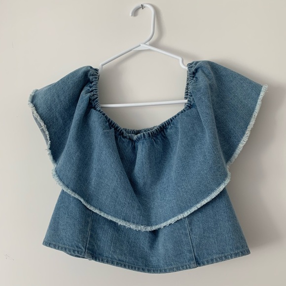 American Eagle denim off the shoulder top - Picture 10 of 10